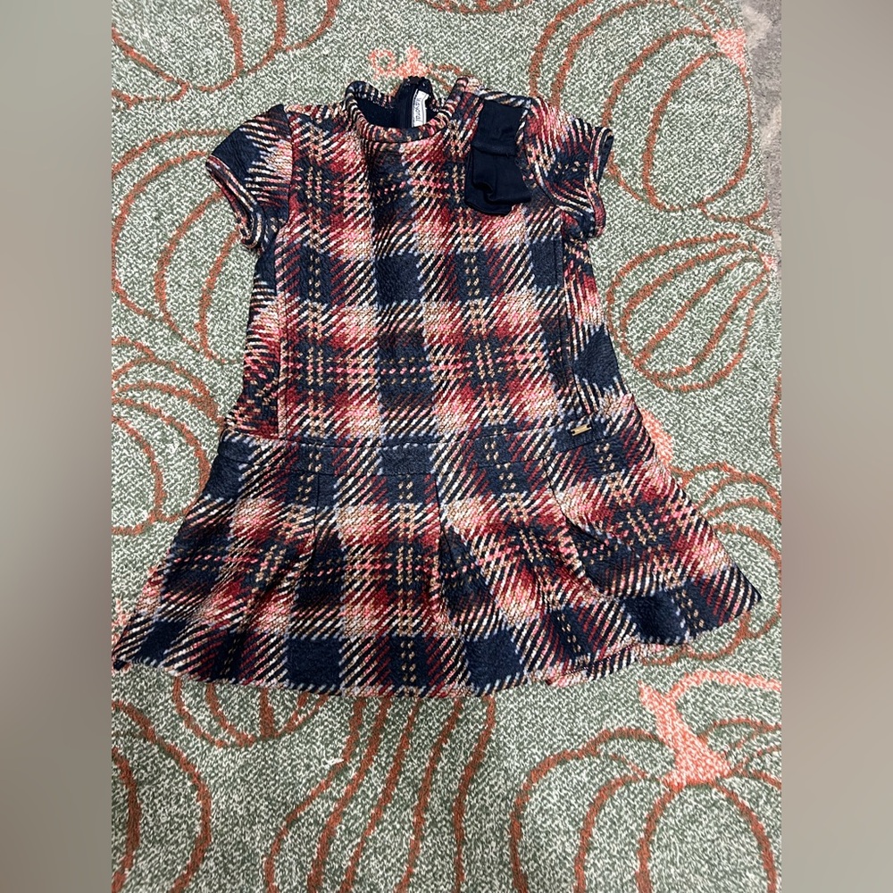 Mayoral Knit Dress with Bow Accent